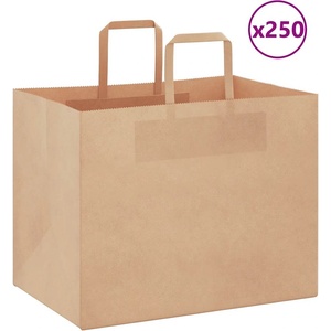 vidaXL Хартиени торбички 250 бр с дръжки кафяви 32x22x24 см (4101819)