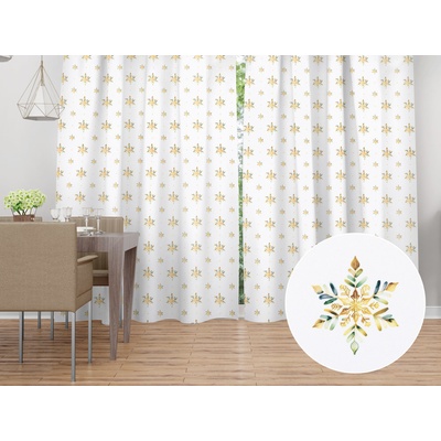 Biante Dekorační závěs TF-120 Zlato-modro-zelené vánoční vločky na bílém 140x140 cm