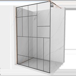 Mexen Kioto душна стена Walk-in 110 x 200 cm, черен модел 8 mm, розово злато - 800-110-101-60-78 (800-110-101-60-78)