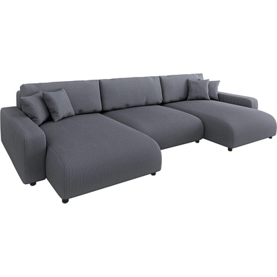 ROPEZ Тъмносив ъглов диван с място за съхранение от рипсено кадифе Sara - Ropez (Sara Narożnik U z f.spania tk. Lincoln 90)