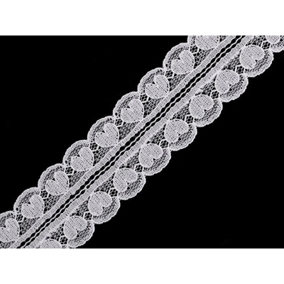 Prima-obchod Silonová krajka / vsadka srdce šíře 30 mm, barva 1 Off White
