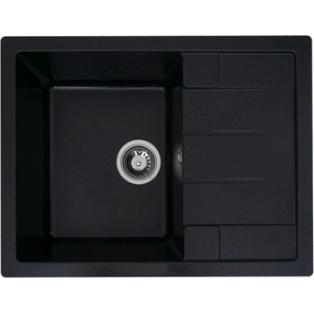 ELEFANT Гранитна мивка intenso 6550 - кухненска мивка с отцедник за монтаж в плот (черен металик) (intenso 6550 черен металик)
