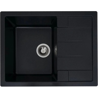 ELEFANT Гранитна мивка intenso 6550 - кухненска мивка с отцедник за монтаж в плот (черен металик) (intenso 6550 черен металик)