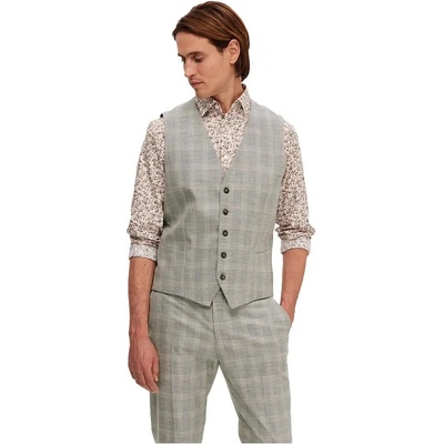 SELECTED Елек Selected Slim-Neil waistcoat - Beige (Sand / Checks Grey)