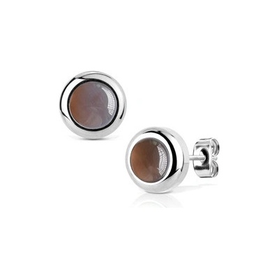 Nubis ocelové náušnice šedý Achát NB013-08