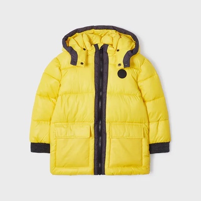 MAYORAL Зимна шуба с контрастни детайли за момче в жълто Майорал