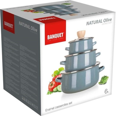 BANQUET Sada smaltovaného riadu NATURAL Olive 6 ks
