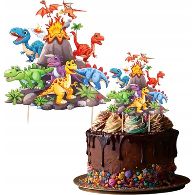 ZÁPICH DEKORACE NA DORT NAROZENINY PÁRTY OZDOBA DINOSAUŘI T-REX DINO VELKÝ