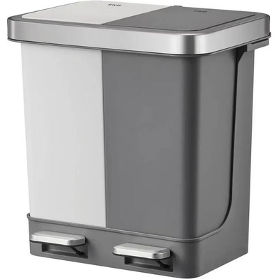 EKO 2 х 10 л бял-сив кош за разделно събиране на отпадъци с 2 педала eko от серия hana duo