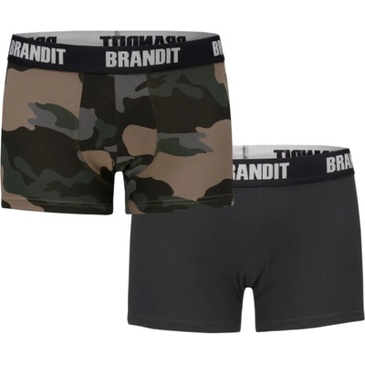 Brandit Два чифта боксерки в тъмен камуфлаж и черен цвят Brandit Boxershorts Logo 2er Pack darkcamo/blk UB-BD4501-00840 - Пясъчен, размер S