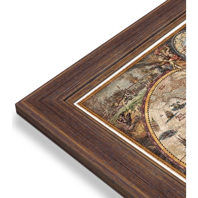 RayWorld Svět - nástěnná mapa Ray World Vintage 140 x 100 cm Varianta: mapa v dřevěném rámu, Provedení: Volta ořech