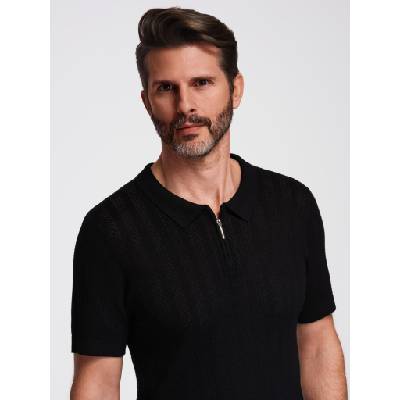 Ombre Clothing Мъжка поло тениска с цип при деколтето - черна Ombre Clothing | Cheren | МЪЖЕ | S