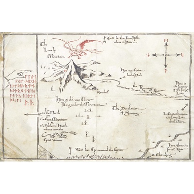 Plagát, Obraz - Hobbit - Map of The Unexpected Journey, 40 × 26.7 cm