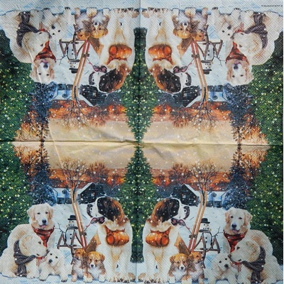 Ambiente obrúsky Pejskové a saně 33x33cm