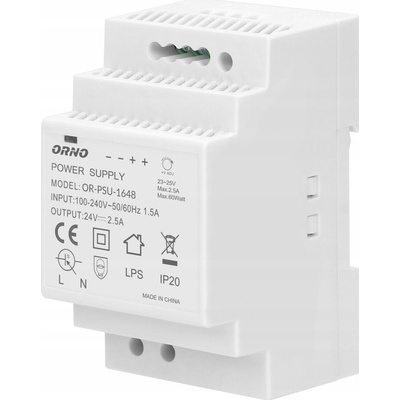 ORNO 24V Zdroj na DIN lištu DC, 2,5A, 60W