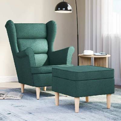 vidaXL 3307994 s podnožkou tmavě zelené textil