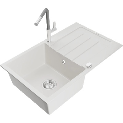 Mexen Bruno гранитна мивка с 1 отделение с отцедник и кухненски смесител (6513-20-670401-06)