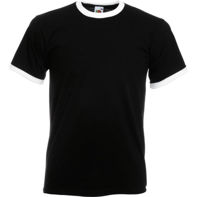 Fruit of the Loom tričko Ringer T racerback krátký rukáv pánské COT16116865101-white/black Bílá/