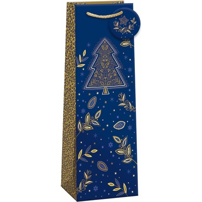 ARGUS Darčeková taška na víno (13 x 37.5 cm) - Modro-zlatý stromček 08390166