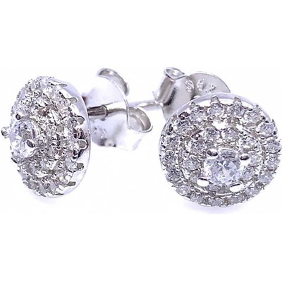Jan Kos jewellery stříbrné náušnice s bílým kamenem 12120023