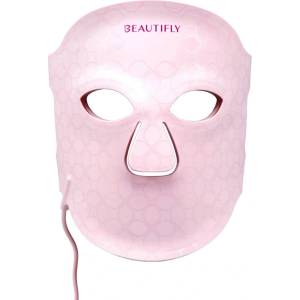 Beautifly Фототерапевтична маска за лице Beautifly Aura Glam, 220 LED светлини, Колагенова регенерация и антиейдж ефект, 3 интензитета, Охлаждане, USB-C, Розов (Aura Glam)