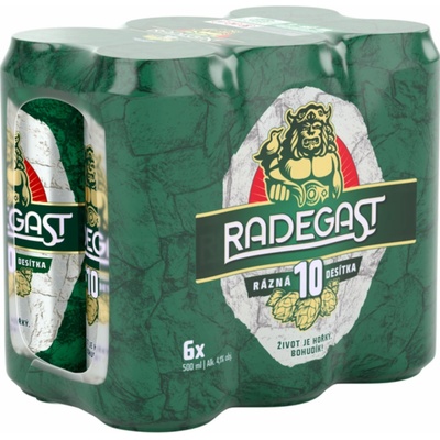 Radegast Rázná světlé výčepní pivo 10° 6 x 0,5 l (plech)