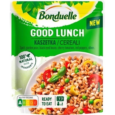 Bonduelle Good Lunch sterilizovaná zmes špaldy hrášku fazúľ paradajok papriky a olív 250 g