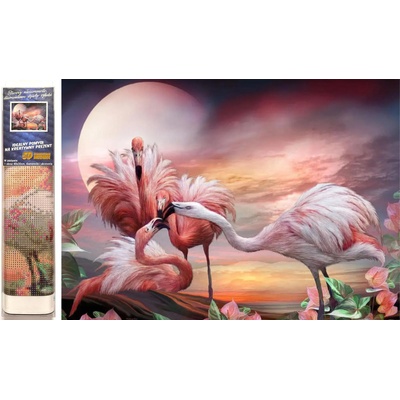 Norimpex - Puzzle Diamant painting: Pink flamingos 30x40cm - 1 - 39 piese