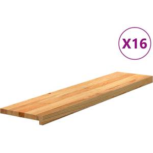 vidaXL Стълбищни стъпала, 16 бр, светлокафяви, 110x25x2 см, дъб масив (3282993)