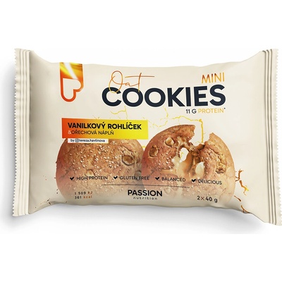 Passion nutrition Passion ovesné mini cookies ořechová 2 x 40 g