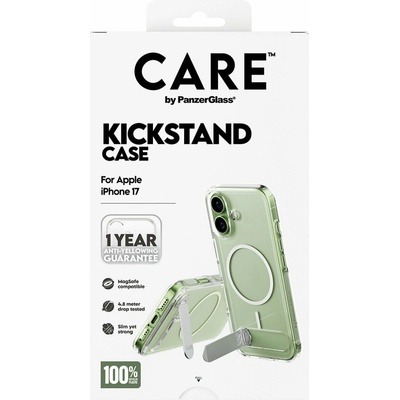 PanzerGlass® CARE Kickstand kryt s MagSafe Apple iPhone 17 strieborný/biely