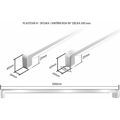 DEOKORK Plastová H - spojka / vnitřní roh 90° 500 mm - Šedá R13 715505-167 RENOLIT