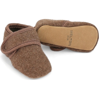 Melton detské vlnené papuče Classic Brown
