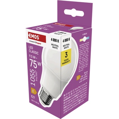 Emos LED CLS A60 9,5 W 75 W 1055lm E27 NW