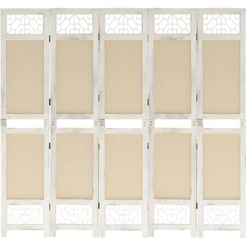 Image 1 of vidaXL Параван за стая, 5 панела, кремав, 175x165 cм, текстил (338560)