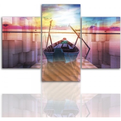 Divio Třídílný obraz na plátně loď, vzor 12240 Velikost: 120x180 cm