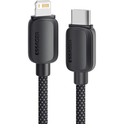 Essager ES-X46 opletený nabíjací a dátový USB-C na Lightning 1m černý