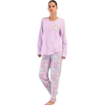 Дамска макси пижама в лилаво с цветя
