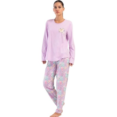 Дамска макси пижама в лилаво с цветя