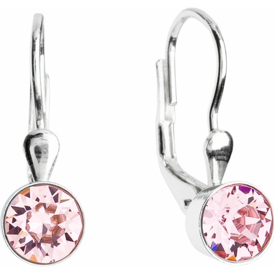 PAVONA Strieborné náušnice visiace s krištálmi Swarovski ružové okrúhle 31112.3 light rose
