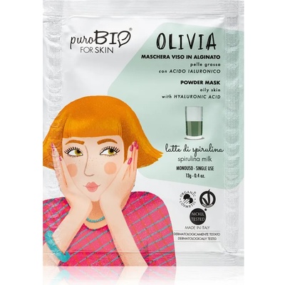 puroBIO Cosmetics Olivia Spirulina Milk отлепваща се маска v prášku 13 гр