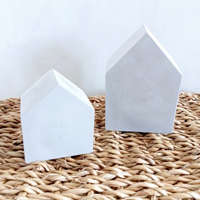 BETON home betonové mini domečky sada 2 ks | 5,5 x 6,5 cm | velký: 6,5 x 9,5 cm Šedá – Zboží Mobilmania