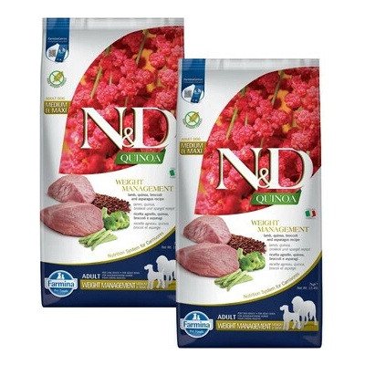 N&D Quinoa Dog Adult Medium & Maxi Grain Free Weight Management Lamb & Broccoli 2 x 7 kg