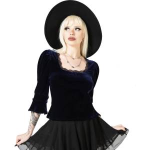 KILLSTAR дамска тениска (топ) KILLSTAR - Dottie Dottie Velvet - Синьо - KSRA010736