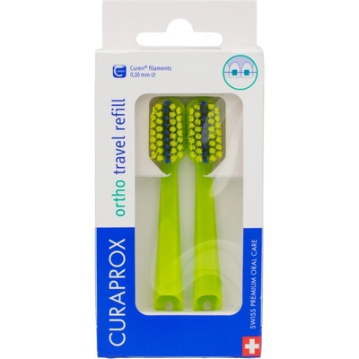 Curaprox Travel set zelený Náhradná hlavica 2 ks