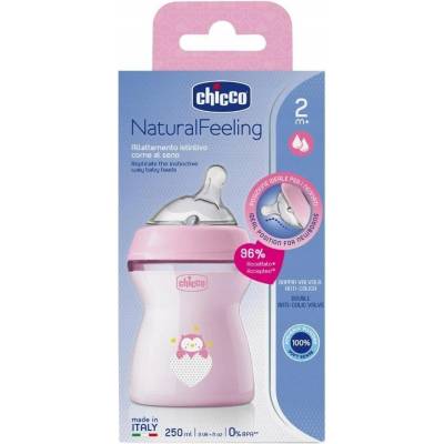 Chicco Natural Feeling kojenecká láhev růžová 250ml