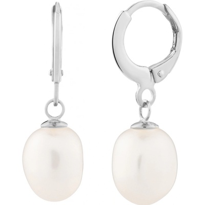 Preciosa nežné strieborné náušnice kruhy s riečnymi perlami Pearl Heart 5357 01