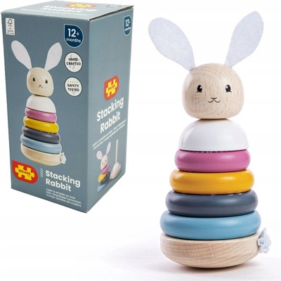 Bigjigs Baby dřevěná motorická nasazovací věž králíček