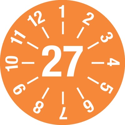 Kontrolná nálepka 27 s čiarami, oranžová, samolepka, 25 mm, BJ = 5 x 15ks