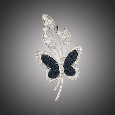 Éternelle luxusní brož Swarovski Elements Elaina motýl B2274-LXT0569A Stříbrná